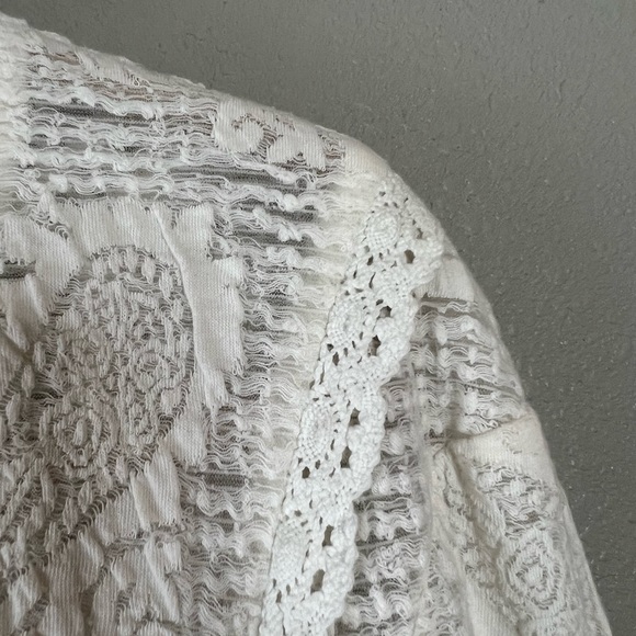 Free People White Lace Cropped Jacket Full Zipper Jacket Size Small - Picture 3 of 12